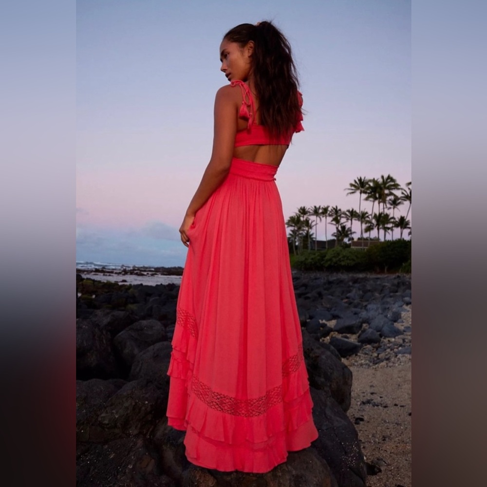 Free People Santa Maria Maxi Dress, Watermelon, size M